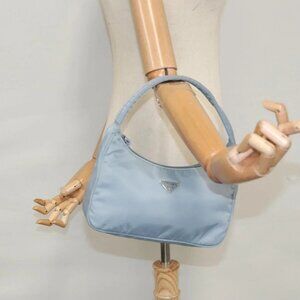 PRADA Accessory Pouch Nylon Light Blue Auth